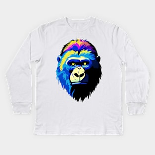 Gorille Couleurs 01 Kids Long Sleeve T-Shirt